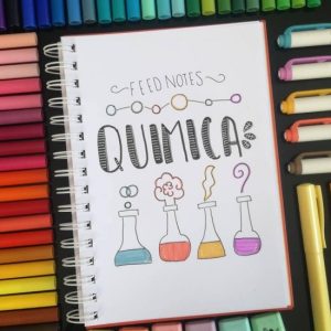 colores en cuaderno con portada de quimica